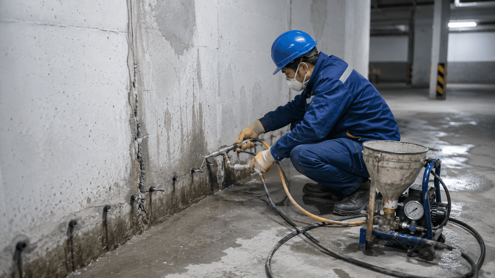 地下室车库防水同类施工场景示意